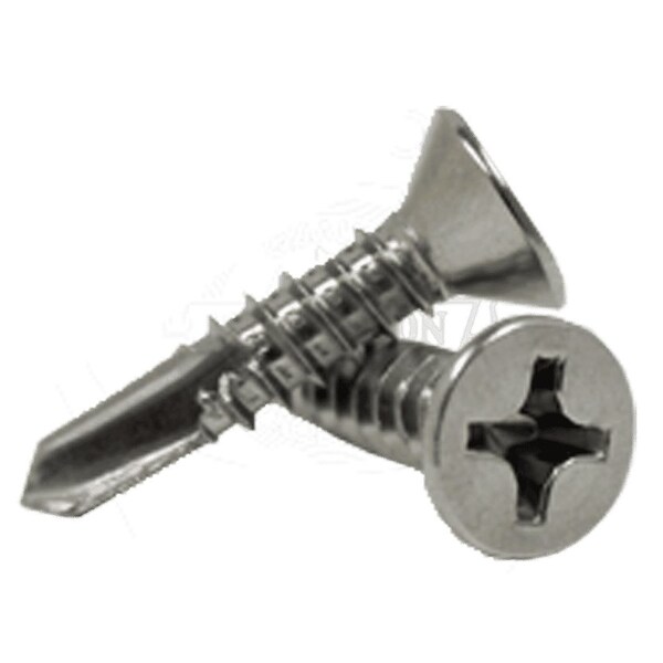 Newport Fasteners Self-Drilling Screw, #6 x 1-1/4 in, Zinc Plated Steel Flat Head Phillips Drive, 6000 PK 257731-6000 - main
